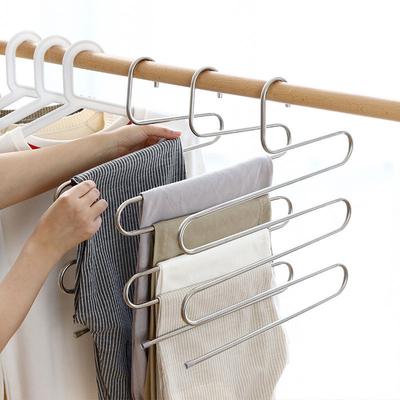 2/5pcs 5 Layers Multi-functional Clothes Hangers Non-slip Pant Storage Rack Cloth Rack with Multiple Functions for Hanging and Storage