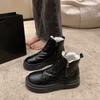 Neue Schuhe: Verdickte Warme Stiefeletten, Lässige Baumwollschuhe, Flache Schuhe aus weichem Leder, Rutschfeste Schneestiefel für Damen