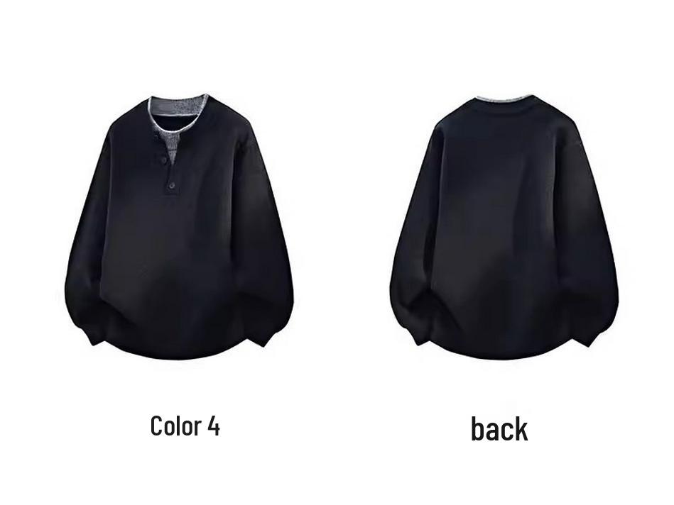 Men's Loose Casual Red Knit Henley Sweater - Autumn/Winter Trend