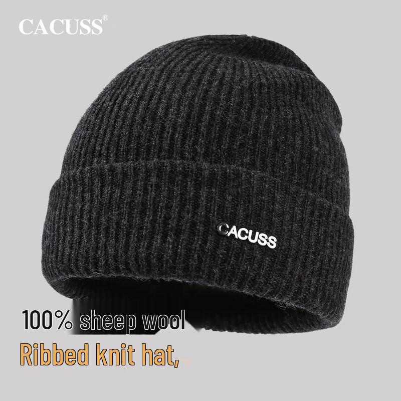 CACUSS Men s Pure Wool Knitted Beanie Hat 56-62cm