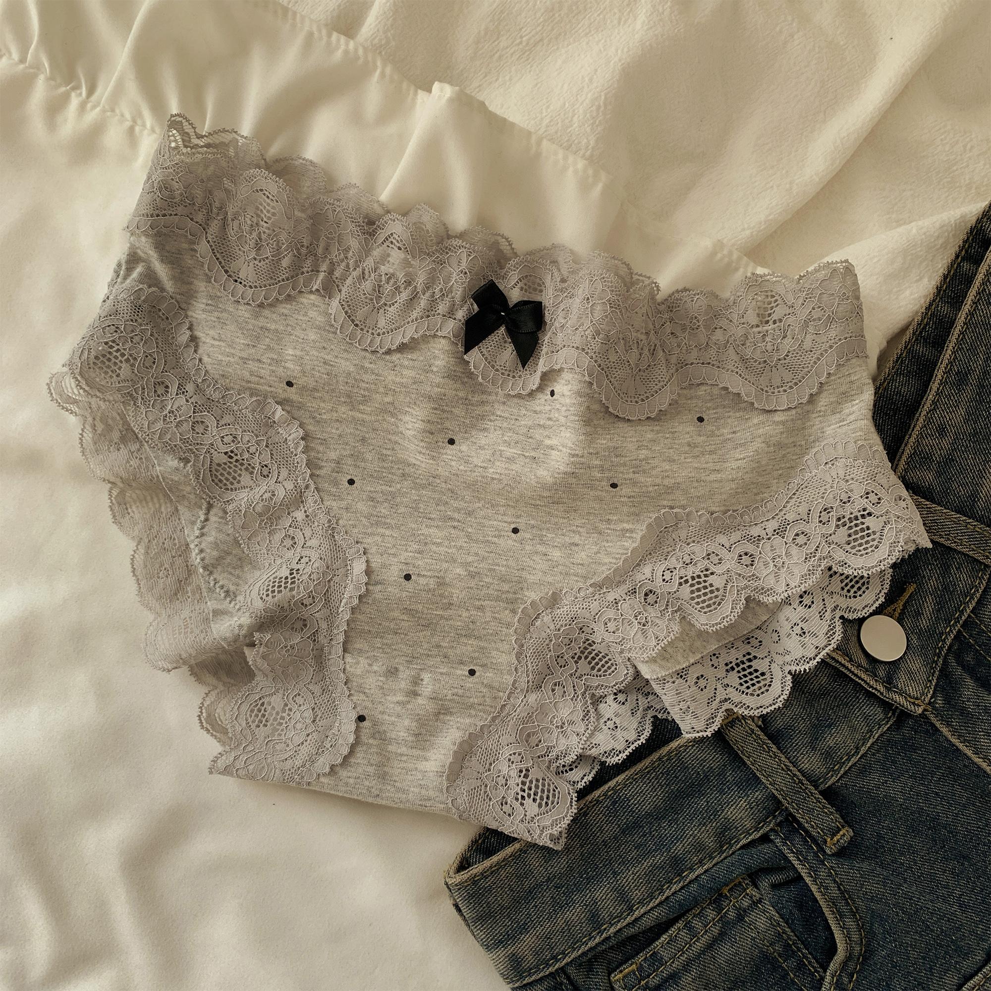 

Женские весенне-осенние новые трусы-слипы треугольной формы с кружевной отделкой в ретро-стиле, с хлопковой ластовицей M