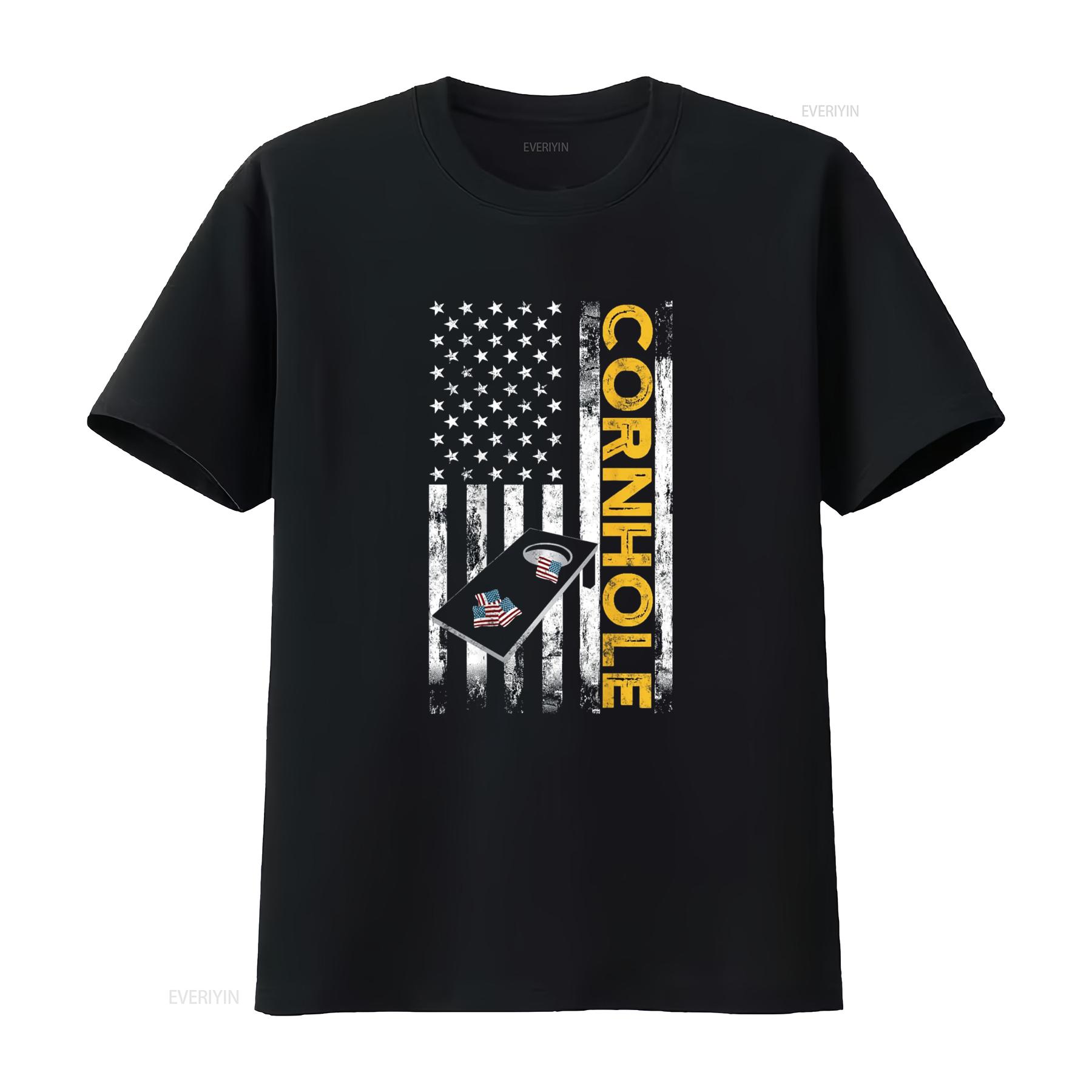 

Patriotic Cornhole Player USA American flag Corn hole lover T Shirt vintage Washed Stretched Soft Casual streetwear Unisex 4XL