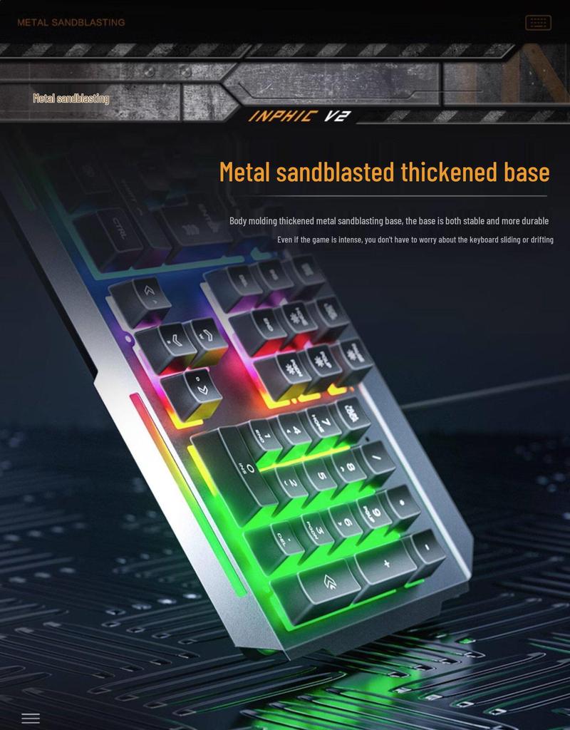 Inphic K2 Wired Keyboard & Mouse Set: Silent, Ergonomic Design for Office & Gaming.