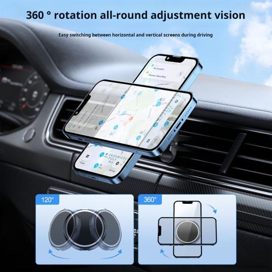 Car Phone Holder 360 Degree Rotating Base Adjustable Super Strong Suction Cup Mobile Phone Stand Washable Reusable Non-Slip Navigation