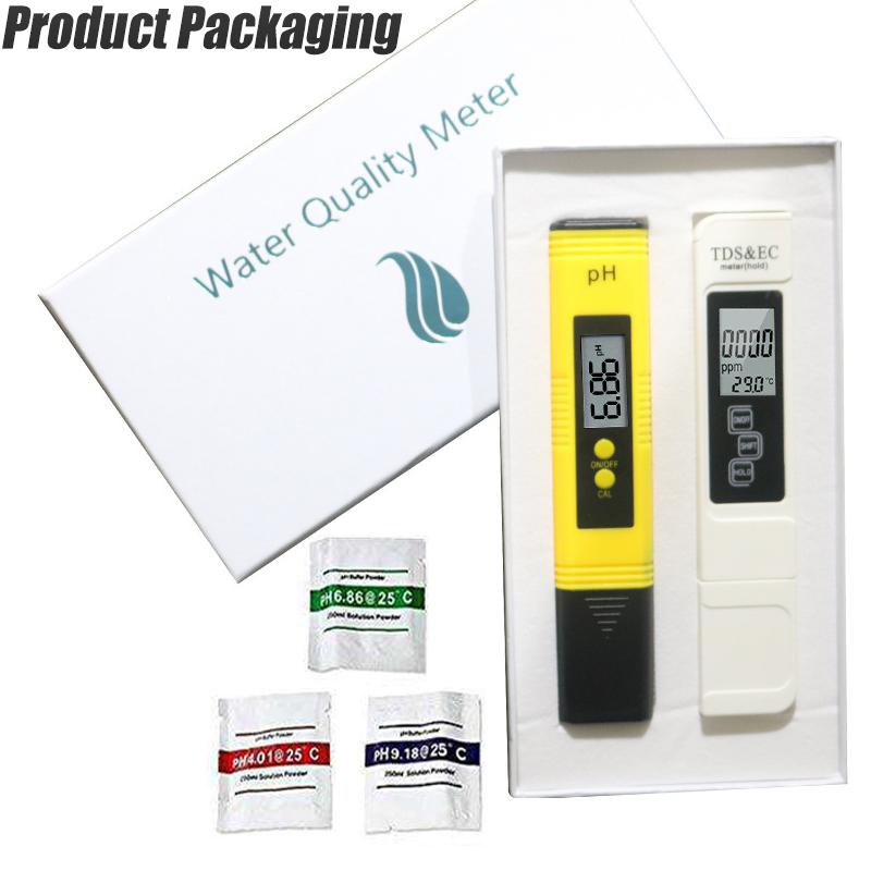 Digital PH and TDS Meter Automatic Calibration Tester 0-14 PH Meter Tester 0-9990PPM TDS&EC Water Purity PPM Water Quality Meter