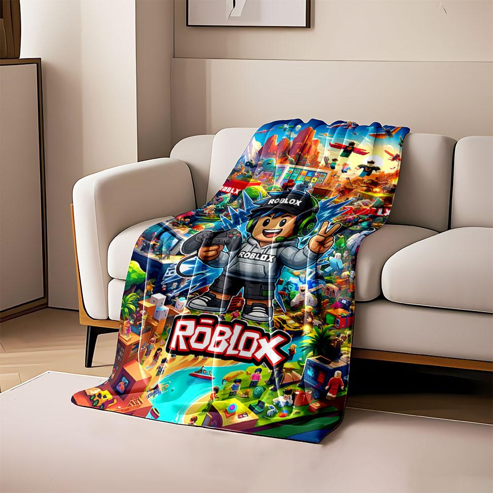 

Colorful Roblox-themed artwork with characters, landscapes, and objects. for all seasons blanket lunch break throw gift 80cm x 120cm