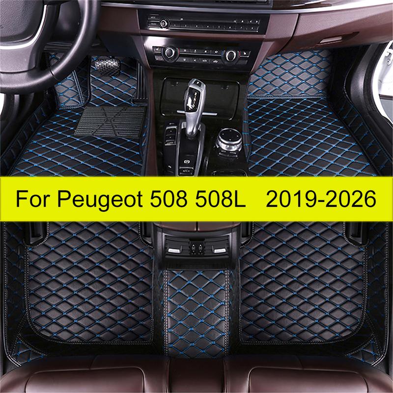 Floor Mats For Peugeot 508 508L      2024 2025 2026 Car Leather Carpet Pads Auto Full Set Foot Matts Rugs