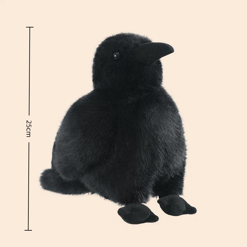 Kawaii Černá vrána plyšová hračka Realistické vraní plyšové zvířátko Kreativní pták měkká panenka Pro děti a dospělé Gotická dekorace pokoje