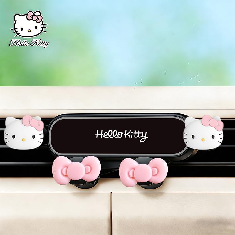 Kitty Car Air Vent Phone Holder: Gravity Navigation Mount & Cute Cartoon Decoration for Girl Car Interiors