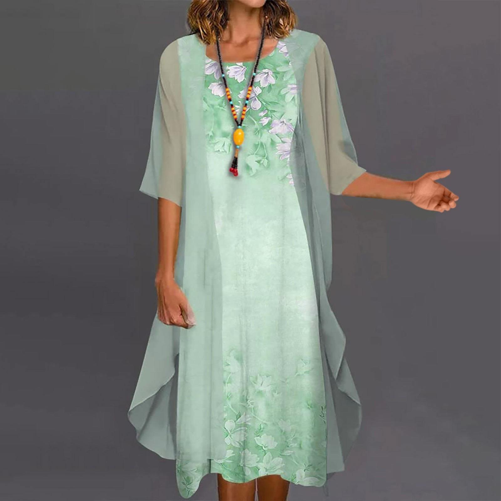 

Женское повседневное модное платье с круглым вырезом средней длины и длиной из двух частей XXL мятный зеленый