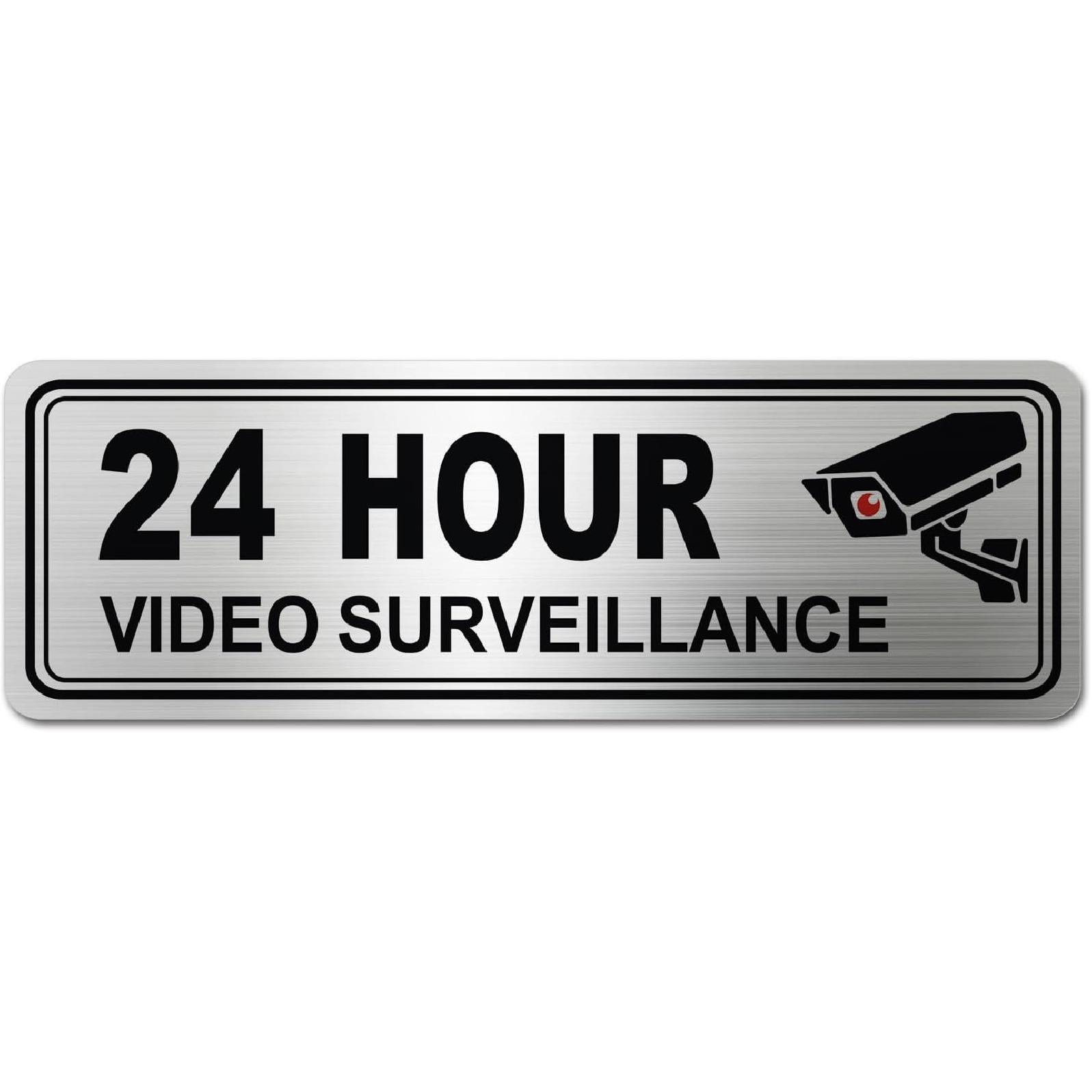Metal Stainless Steel No Guest Access Private Sign for Doors,With Self Adhesive,9x3in(No Guest Access) 24 Hour Video Surveillanc