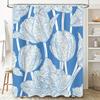White Blue Modern Shower Curtain Waterproof Flower Print Home Decor Bathroom Decoration Wall Hanging Bath Mat for Kids Adults Si