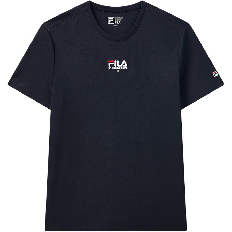 FILA Logo Sports Fashion Cotton Crew Neck Knit Short Sleeve T-Shirt Men T-Shirt Legendary-Blue F51M128198F