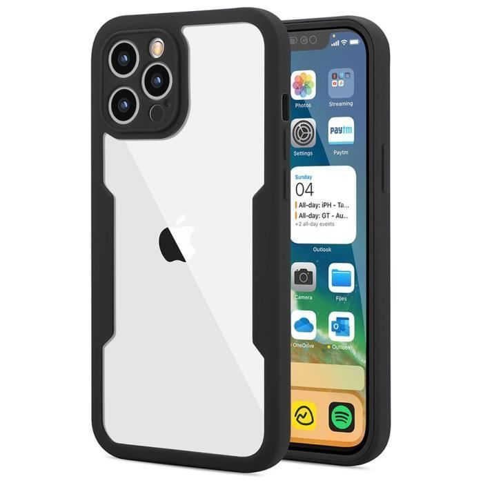 Coque de protection intégrale - PROSHOP - iPhone 12 Pro Max - TPU - 360° - Noir mat