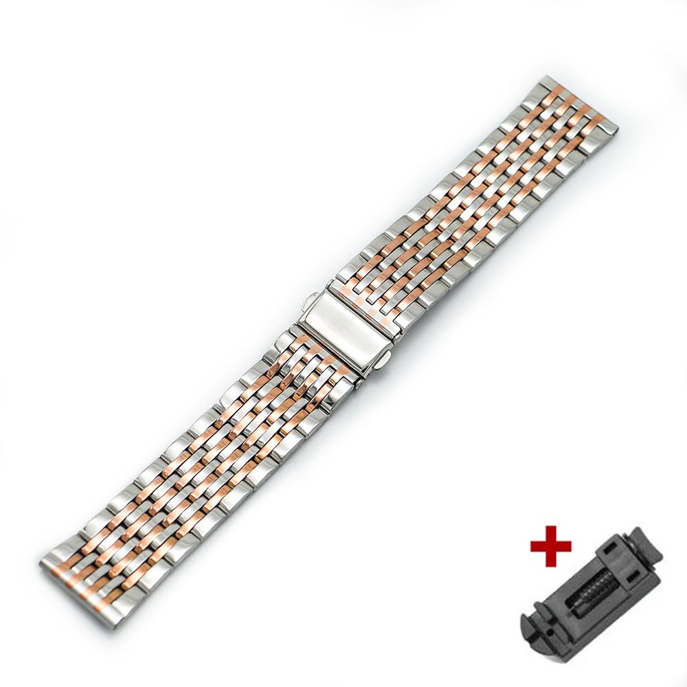 Stainless Steel Watchband Metal Watch Band Premium Solid Polished Bracelet Straps Curved End 24mm 23mm 22mm 21mm 20mm 19mm 18mm