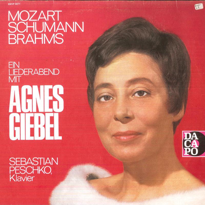 

LP Record AGNES GIEBEL, SEBASTIAN PESCHKO - Ein Liederabend Mit Agnes Giebel / SMVP8071PROMO DACAPO 1969 Germany Classical Used