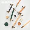 Dooroom Brass Furniture Handles Real Leather Nordic Simple Pulls Cupboard Wardrobe Dresser Shoe Box Drawer Wine Bar Cabinet Knob