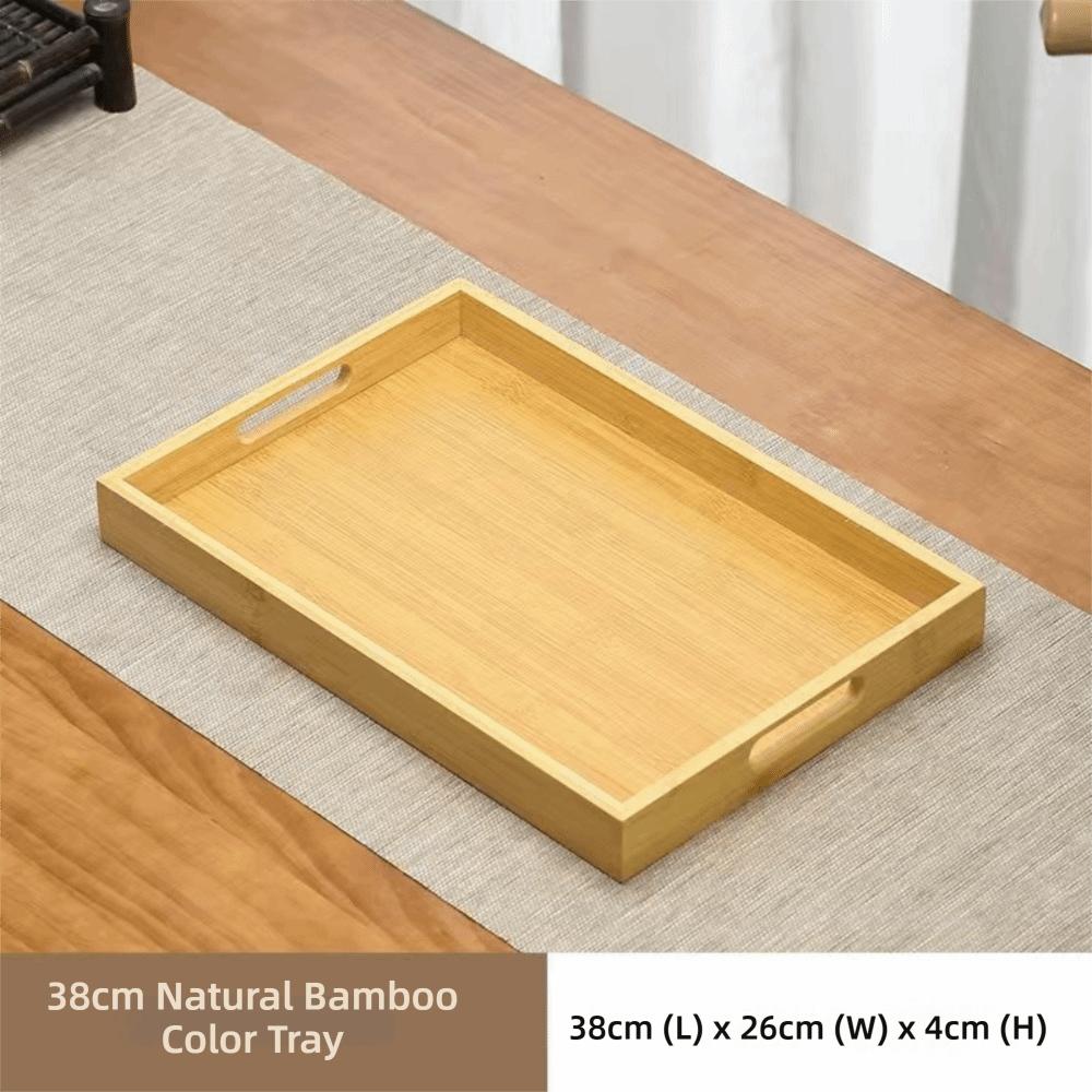 Rectangular Bamboo Wooden Tray With Handle Dessert Pallet Decorate Tray Serving Tray Coffee Table