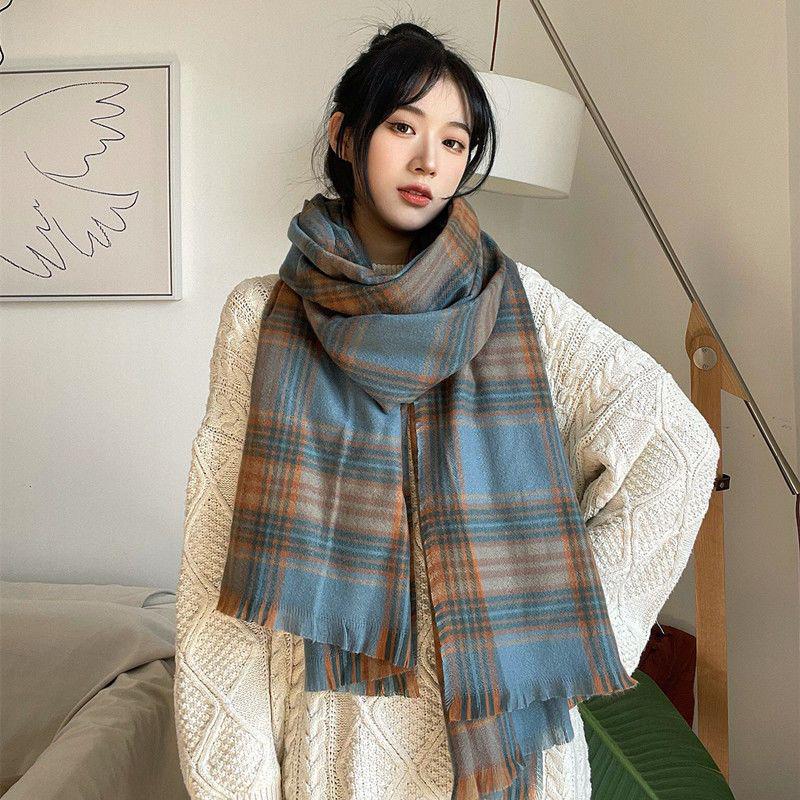 Korean Style Milk Coffee Heart Scarf: Cute, Versatile, Winter Shawl for Women and Students
