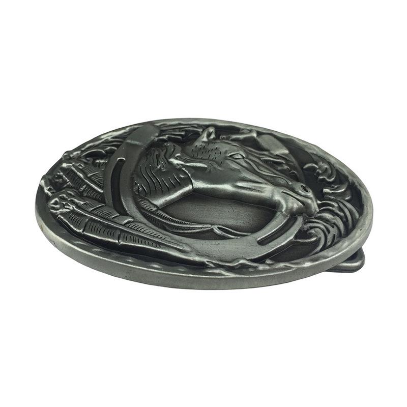 Ethnic Style Horse Head Leather Belt Buckle - European & American Fashion Smooth Clasp