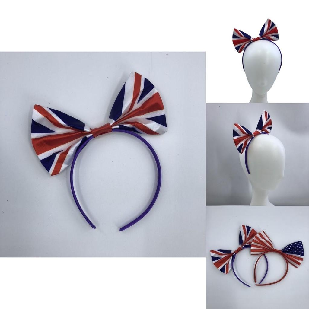 Usa/england Fan Bow Headwear Football Club Supporter Plaid Unisex Accessory