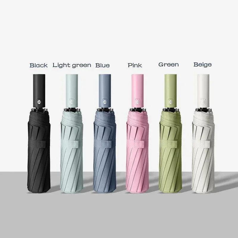 

1PC/SET Automatic Umbrella Rain and Shine Dual Use 12 Bones Umbrella IRON&8K розовый