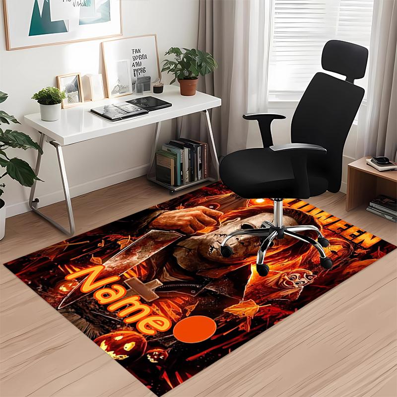 Benutzerdefinierter Name Halloween Horror Bedruckter Teppich, für Bürostuhl Wohnzimmer Schlafzimmer Küchenraum Dekor Geschenke.
