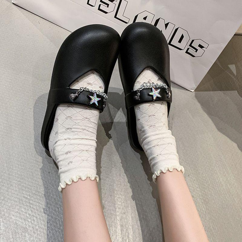 Versatile casual beach half slippers, fashionable outer wear, star thick bottom to increase the height of stepping on shit, Baotou drag 2025 summer ne