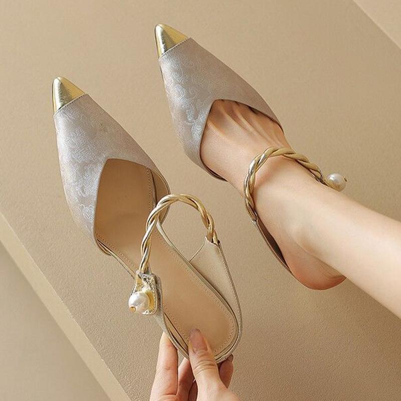 Fashion Elegant Women Slippers Pointed Toe Sexy High Heeled Shoes Fashion Woman Sandals 2025 Designer Pumps New Luxury Zapatos De Mujer