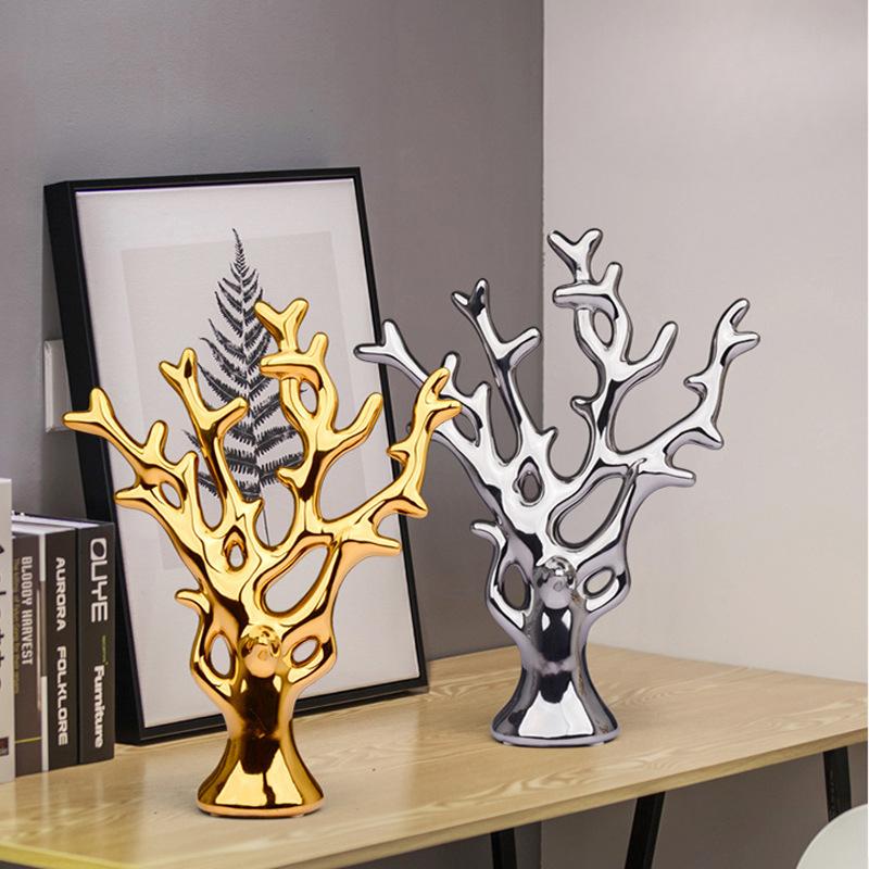Kreative Einfache Weinschrank Ornamente Wohnzimmer Dekoration Keramik Gold und Silber Keramik Baum Dekorationen Handwerk Hochzeitsgeschenk