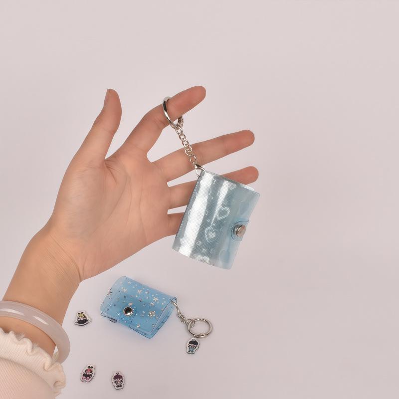 Korean Style Iridescent Laser Mini Card Holder & 1-2 Inch Keychain Photo Album