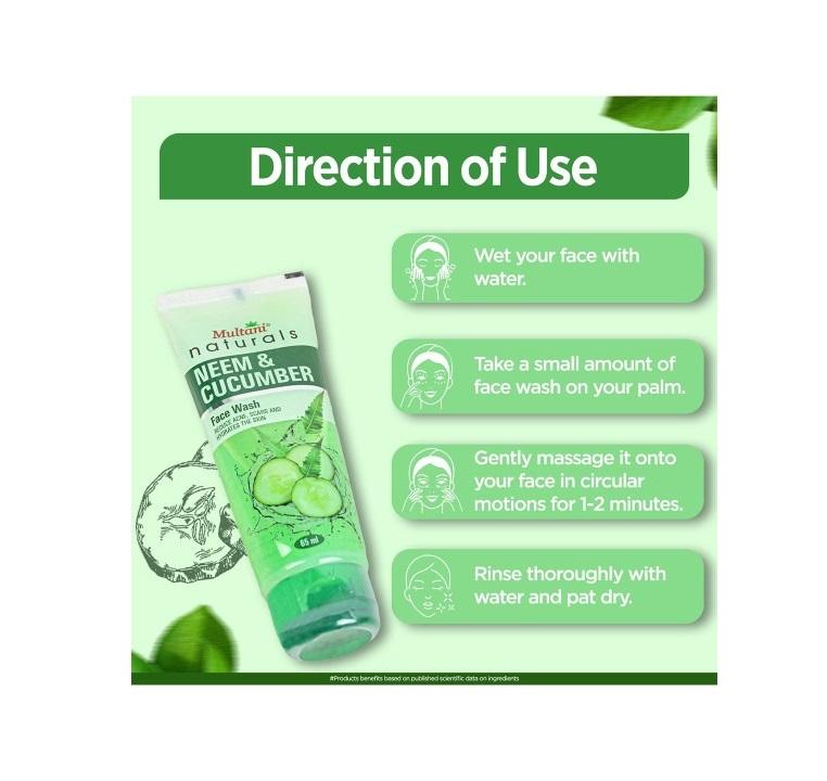 Naturals Neem & Cucumber Face Wash - 65 ml, Neem Face Wash