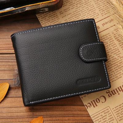 Leather Men's Wallet Short Money Clip Soft Leather Purse For Man Buckle Multi Card Position Zippe Wallet Men