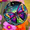 2D Flat Butterfly Round Acrylic Decoration Sign, Home Decor Plaque Hanging Wall Art Decorative Garden Decoration for Room Door Signs Hanging Square Li