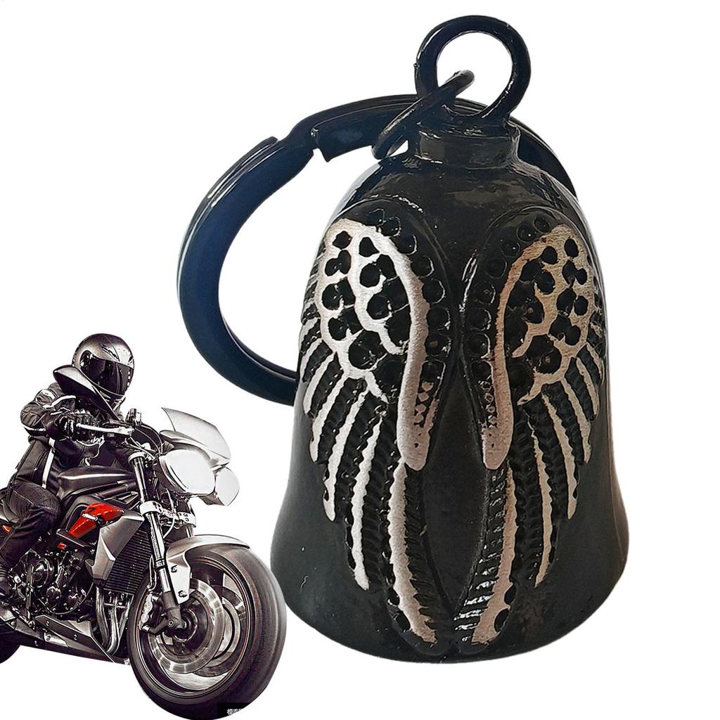 Modische Flügelglocke Vintage Schwarz Motorräder Dekoration Anhänger Herren Motorradglocke Fahrglocke Schlüsselanhänger Anhänger
