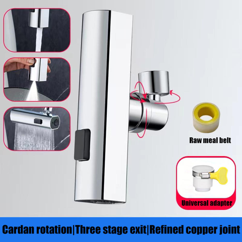 Waterfall Kitchen Faucet 3 Speed Water Outlet Universal Faucet Multifunctional Rotating Nozzle Anti Splashing Foaming Wiping