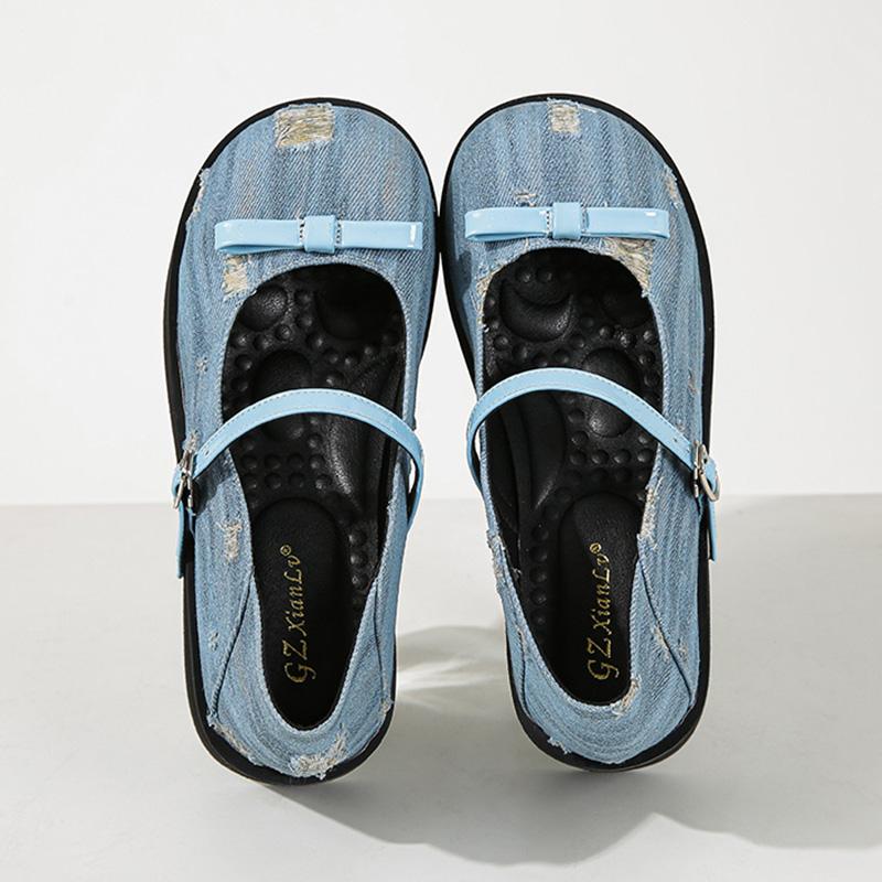 

Туфли-лодочки с круглым носком в уличном стиле, синие, джинсовые, на толстой платформе, на высоком каблуке, женские, модные туфли Мэри Джейн с пряжкой на ремне 40 синий