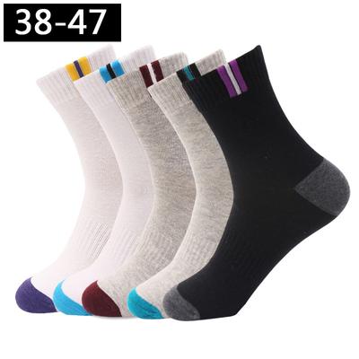 5 pares/lote meias masculinas de algodão tamanho grande 44 45 46 47 meias longas de negócios respiráveis desodorantes tamanho grande moda alta qualidade
