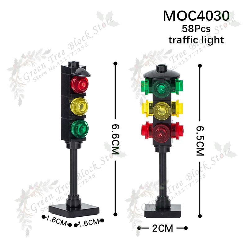 Modele Semafor Seria Oraș MOC Blocuri de Construcție DIY Asamblare Lampă Stradală Bancă Accesorii Cărămizi Jucării Educative Pentru Copii
