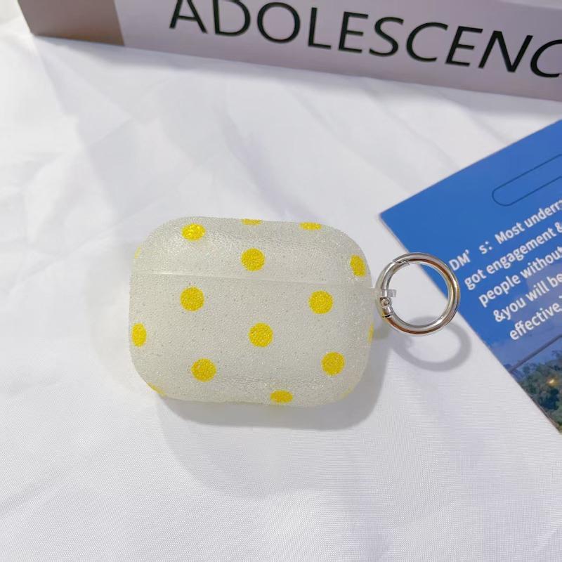 Cute sparkling polka dot headphone case suitable for soft silicone protective case with keychain anti drop shell