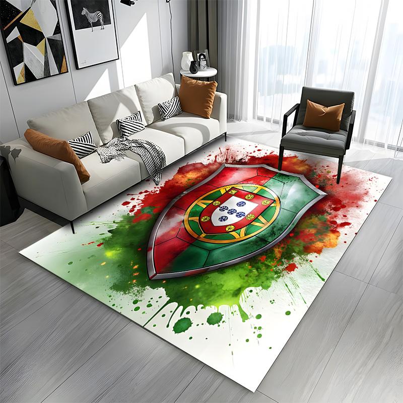 Portugal Emblem with Watercolor Splash Patterned carpet a non slip rug suitable for all seasons and any setting, gift