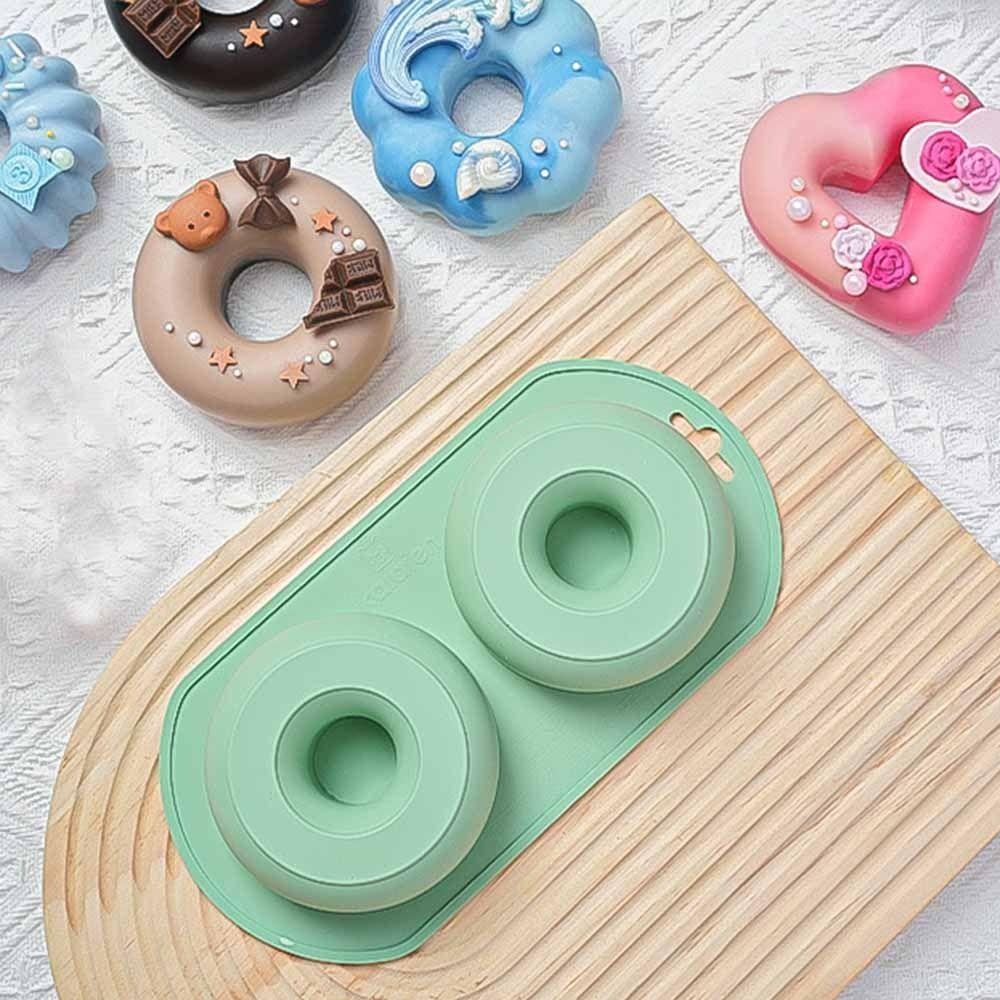 DIY Doughnut Baking Mold 2-Cavity Cake Mold Easy to Demold Silicone Baking Pan  Bakery Tools