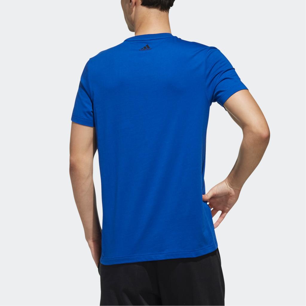 Adidas Letter Print Crew Neck Casual Simple Short Sleeve T-Shirt Men Tops College-Blue FJ6866