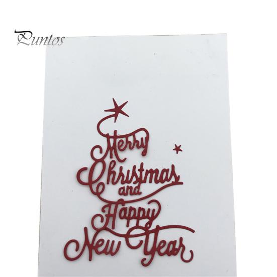 Buon Natale e Felice Anno Nuovo Lettera Scrapbook Carta Fai da Te Fustelle in Metallo