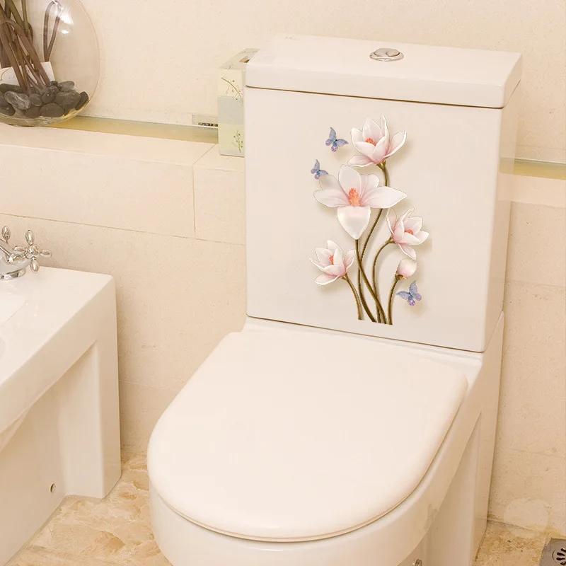 1PC Chinese Style Simple And Elegant Flower Butterfly Stickers For Bathroom,Bathroom, Waterproof  ToiletLid, Toilet Sticker