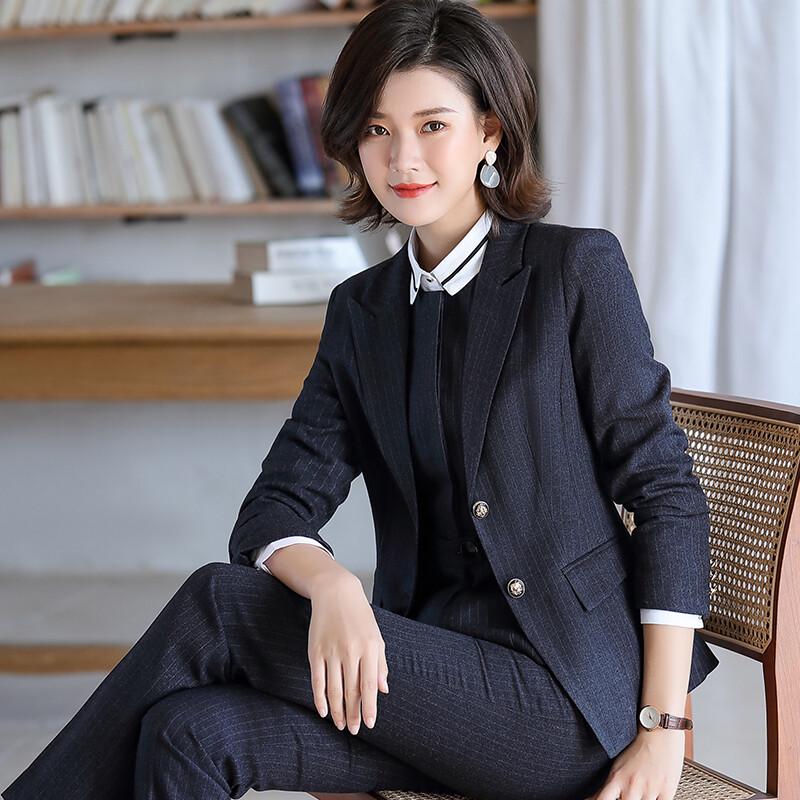 Troyman Women's Dark Stripe Professional Suit Set