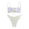 2 sztuk/zestaw damskie bikini z odsłoniętymi ramionami sznurowane sztuczny kwiat wystrój dopasowany kolorystycznie patchwork miękki odpinany