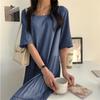 FEISEDY Plus Size Loose Elegant Chiffon Dress with Round Neck and Short Solid Long A8107 Women's Dress, Fit, Stylish, Sleeves, Color, Slimming, Dress,