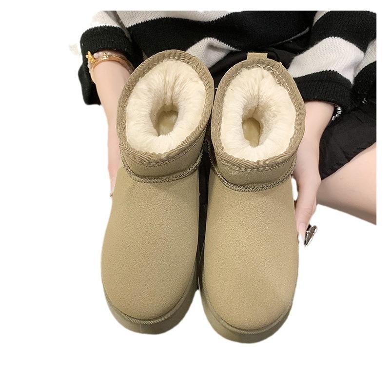 Winter New Snow Shoes Plus-size Flat Short Shoes for Women with Fleece and Thickened Warm Snow Boots for Women