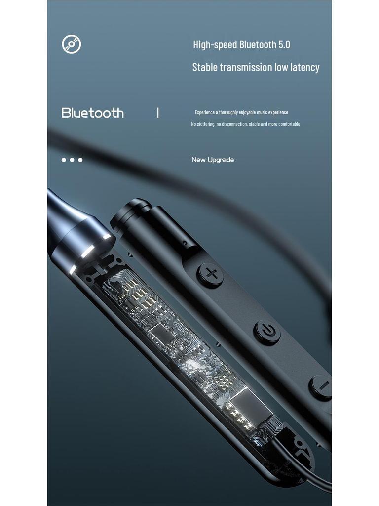 New Neck-Hanging Bluetooth Wireless Sports Earphones with In-ear Magnetic Silicone Design